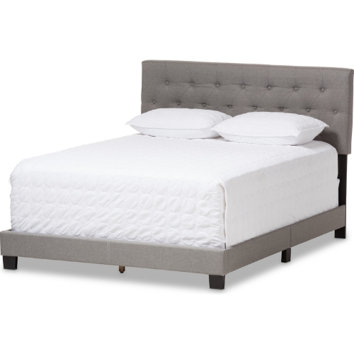 Cassandra Queen Bed n Tufted Light Gray Fabric